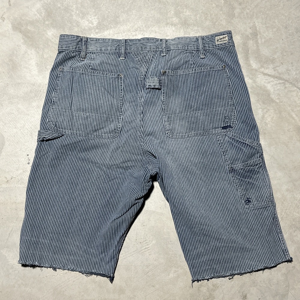 Polo Ralph Lauren Hickory Stripe Naval Clothing Carpenter SZ 38 Denim Shorts - Picture 8 of 12